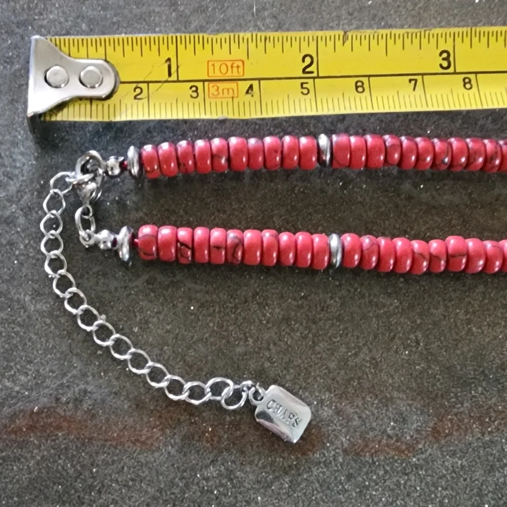 Chaps Southwestern Style Silver-Tone and Faux Red Turquoise Beaded Pendant